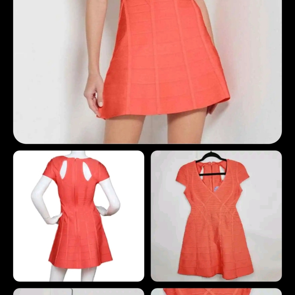 HERVE LEGER Simona bandage dress, Sz 2 in Sunburst